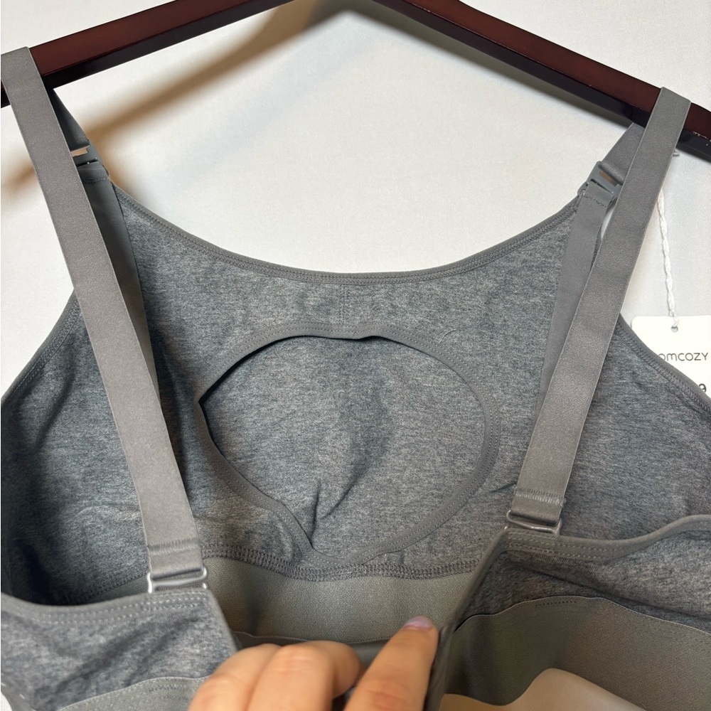 Momcozy Womens Nursing Pumping Bra Large Gray Adjustable Strap Back Stretch NEW - Picture 7 of 7